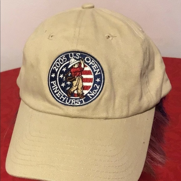 Us Open Golf Tournament Hat Baseball Cap Beige Tan 2005 Pinehurst PGA Tour VTG - Picture 1 of 7